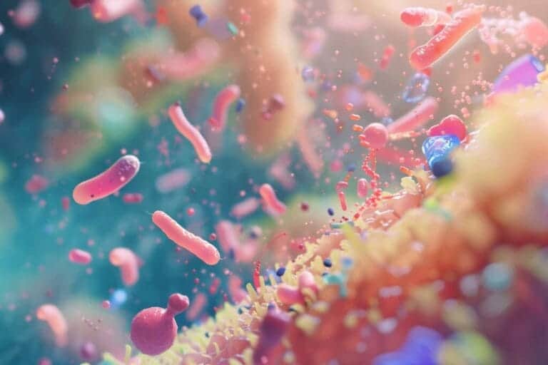 Ilustración de bacterias microscópicas y microorganismos